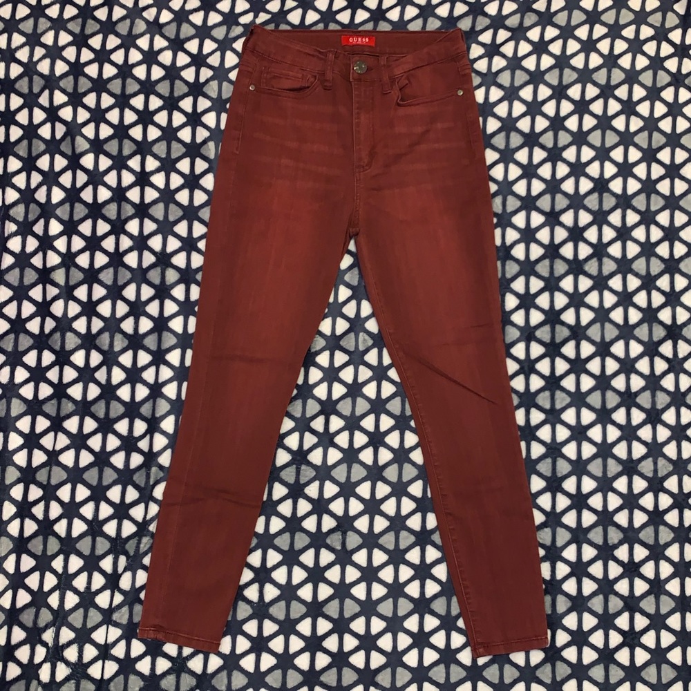 maroon guess jeans